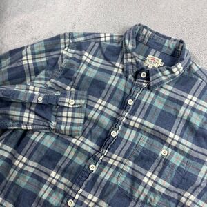 Faherty Brand Mens Blue Teal Plaid Flannel Button Down Shirt Size M